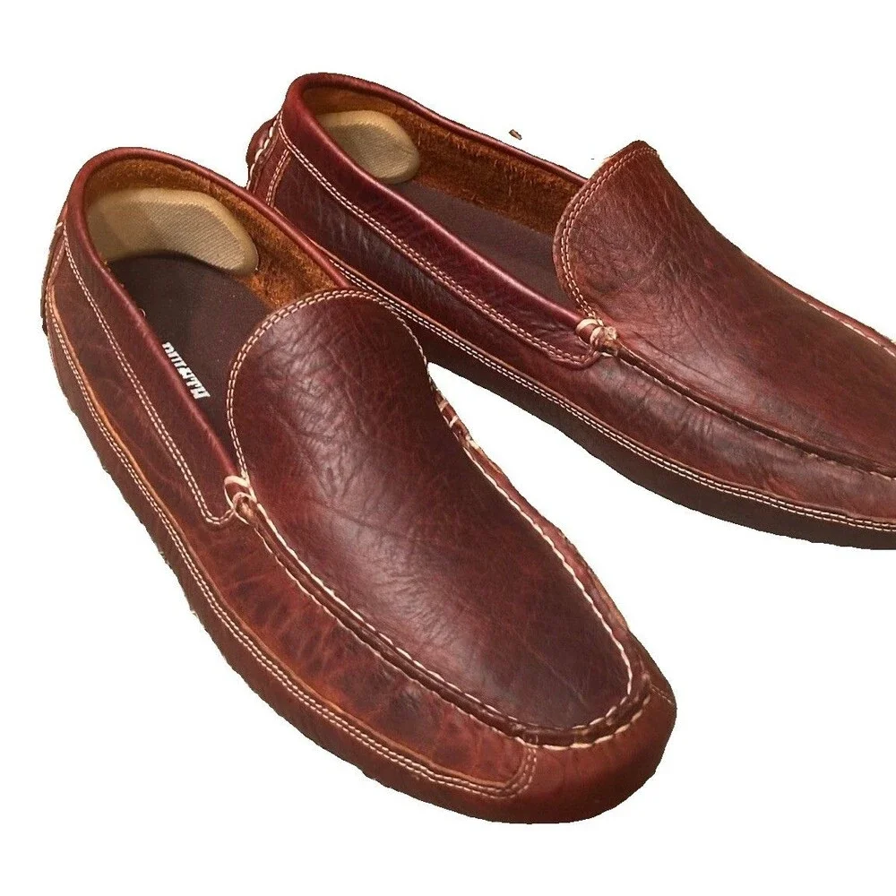 Duluth Trading Mens 12018 Bison Brown Leather Driving Moccasin Size 14 M Loafer
